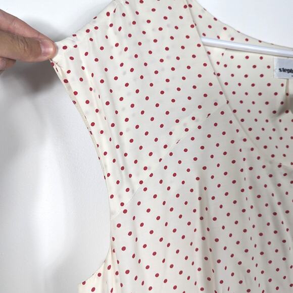 Vtg Stephanie Queller Dress Women's Sz 16 Large Cream Red Polka Dot Classic - Picture 3 of 8